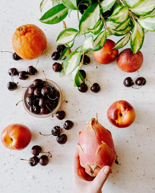 Seasonal fresh fruits display