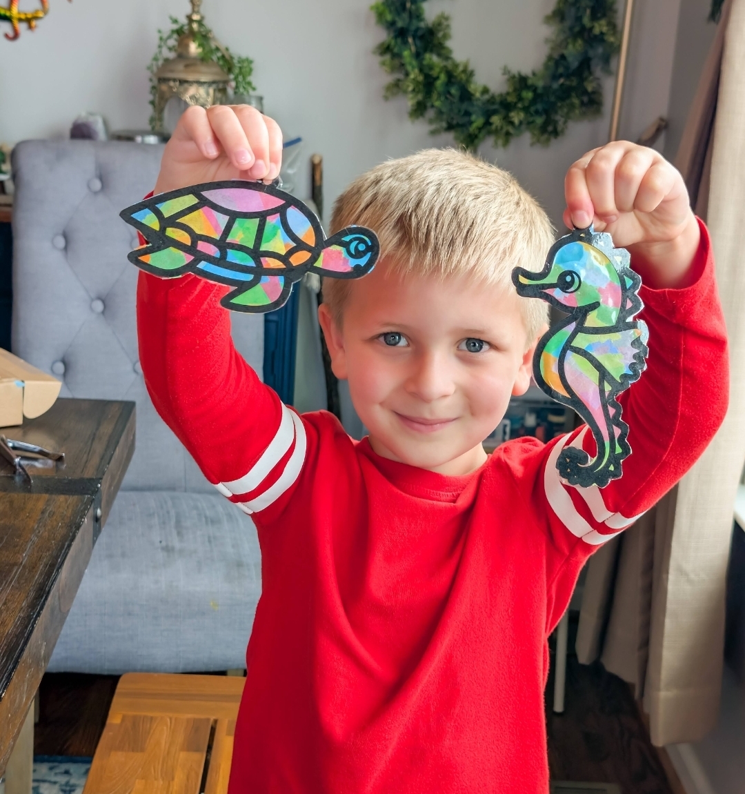 Past project: Ocean Animal Suncatcher made by children using our craft kits