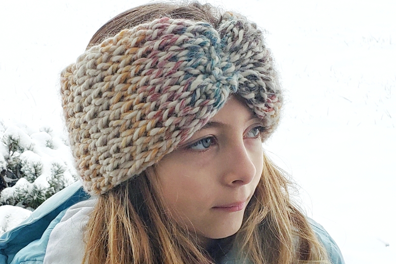 Past project: Knitted Ear Warmer made by children using our craft kits