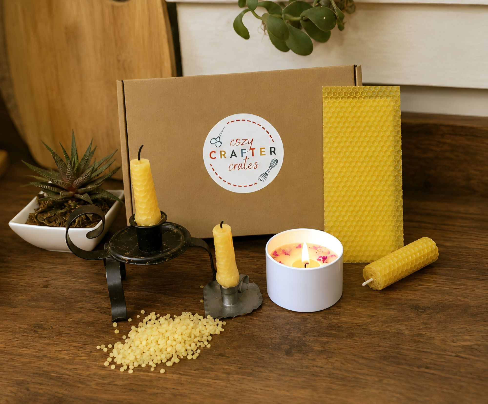 Handmade candle craft from Cozy Crafter Crates