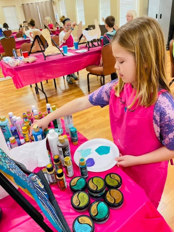 Paint party canvas and supplies