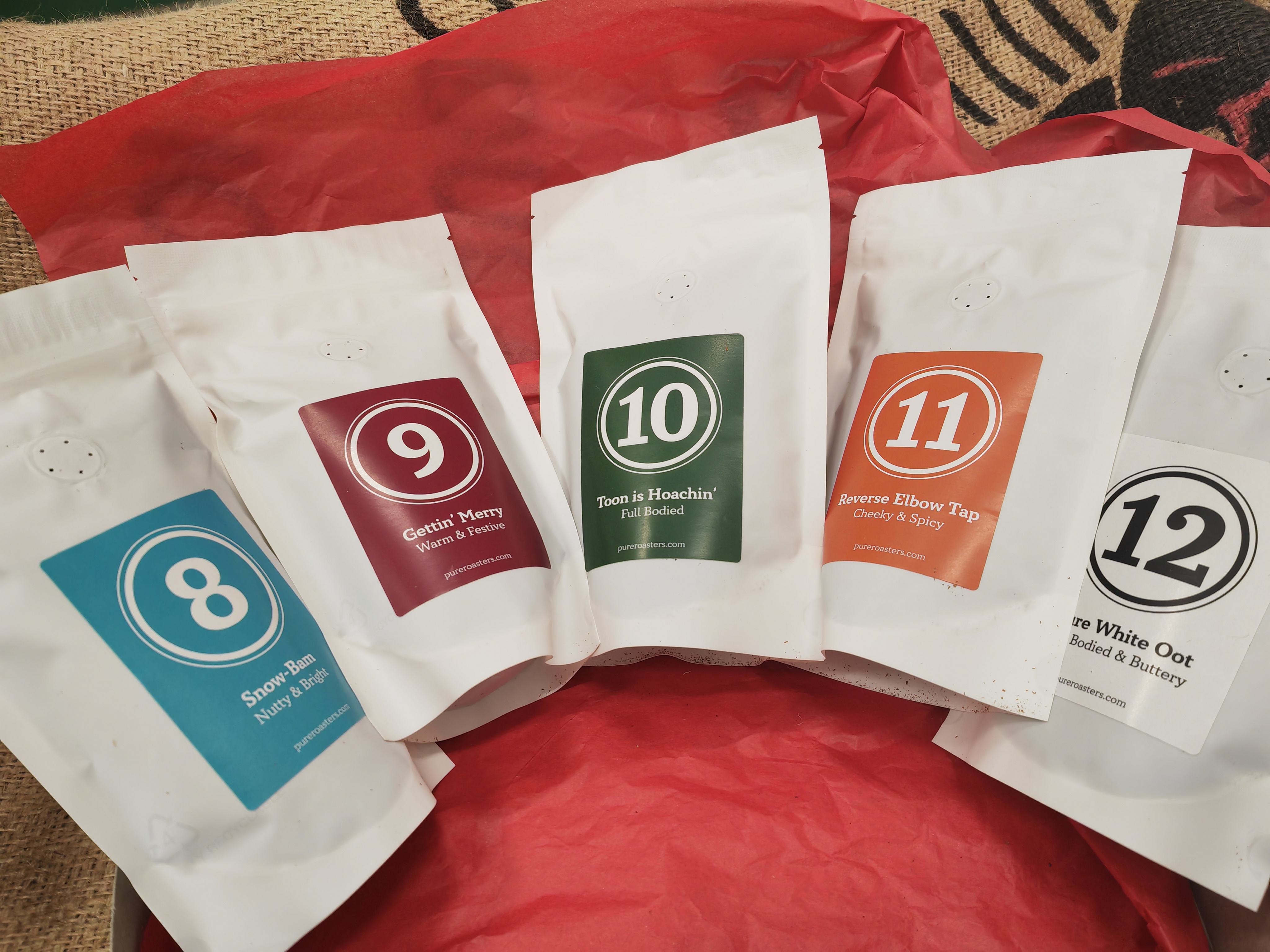 Pure Roasters coffee packaging