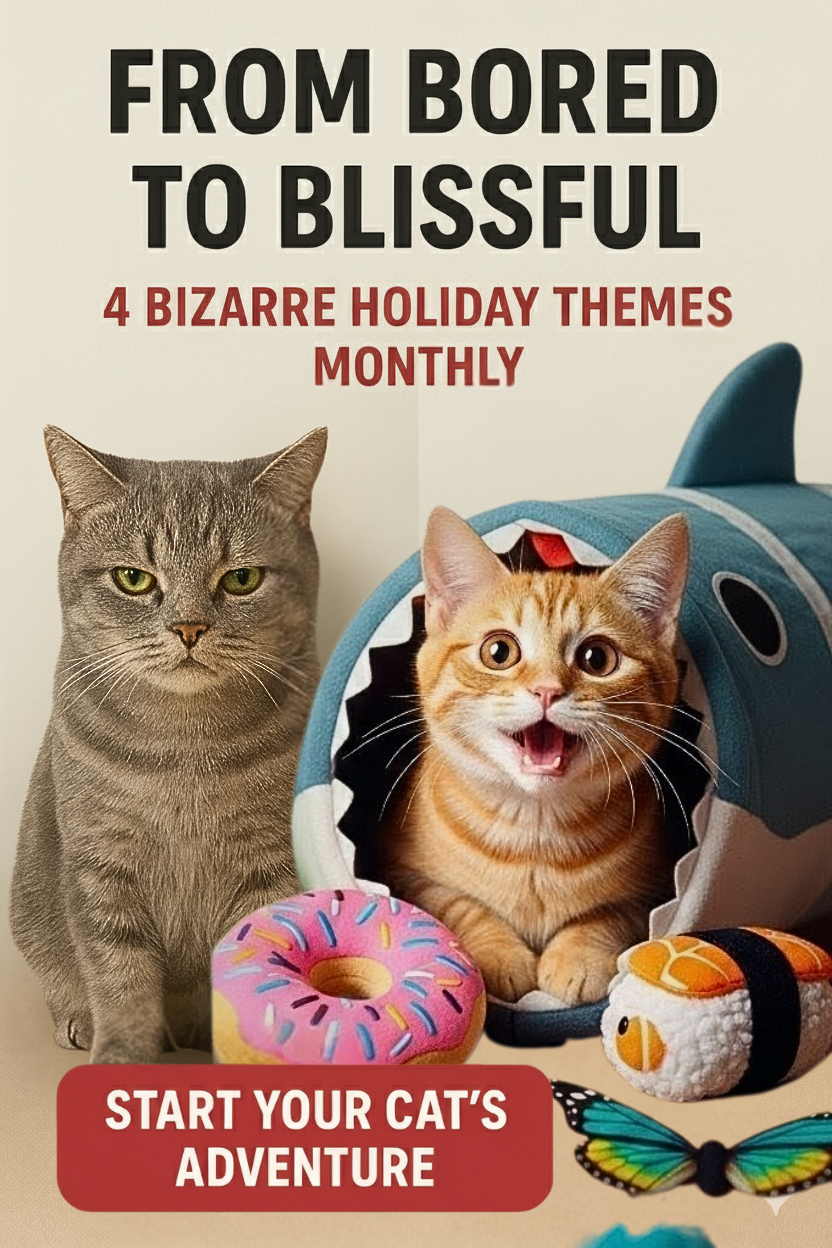 Bored to Blissful - Cat transformation with Unboxing the Bizarre subscription box