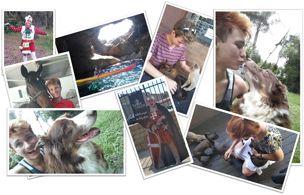 The Olbert family enjoying their adventures around the world - collage of travel photos