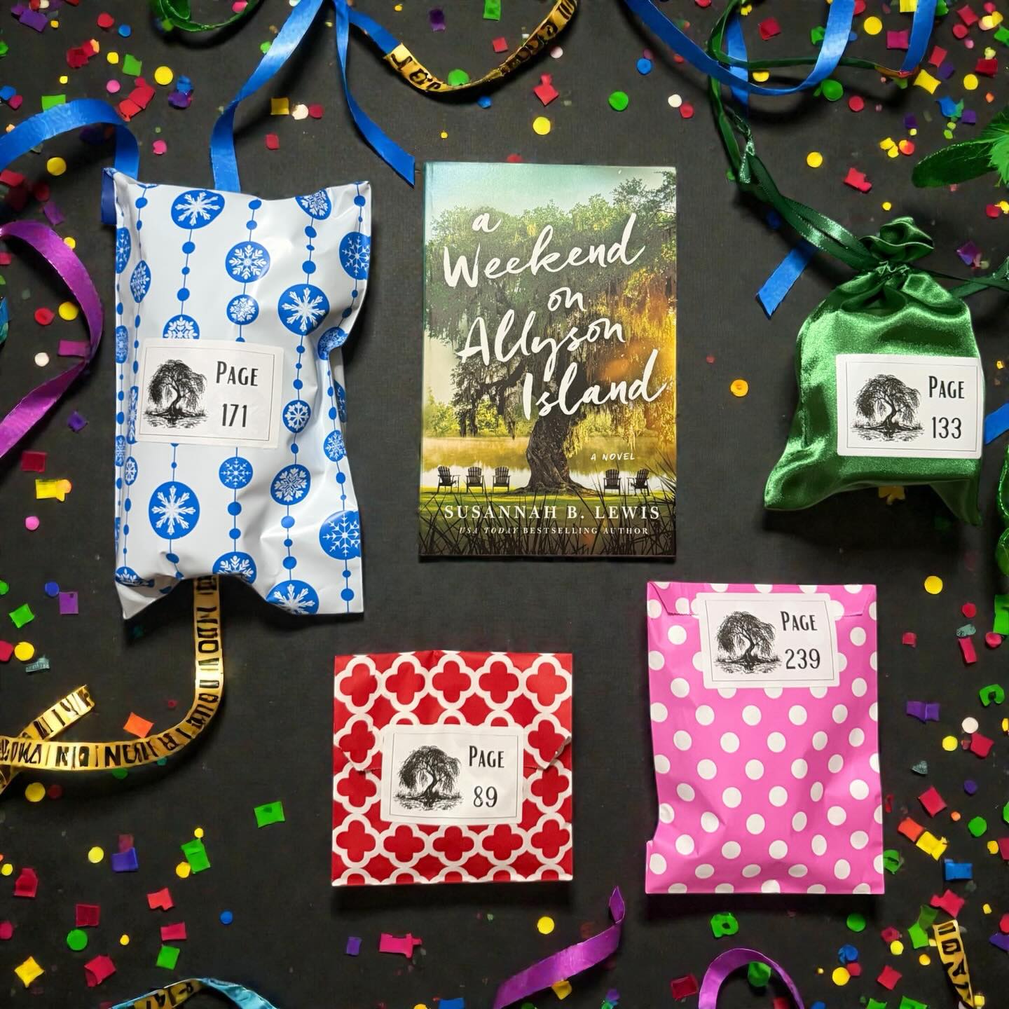 Beyond the Book Club monthly subscription box with wrapped books and themed gifts on marble surface