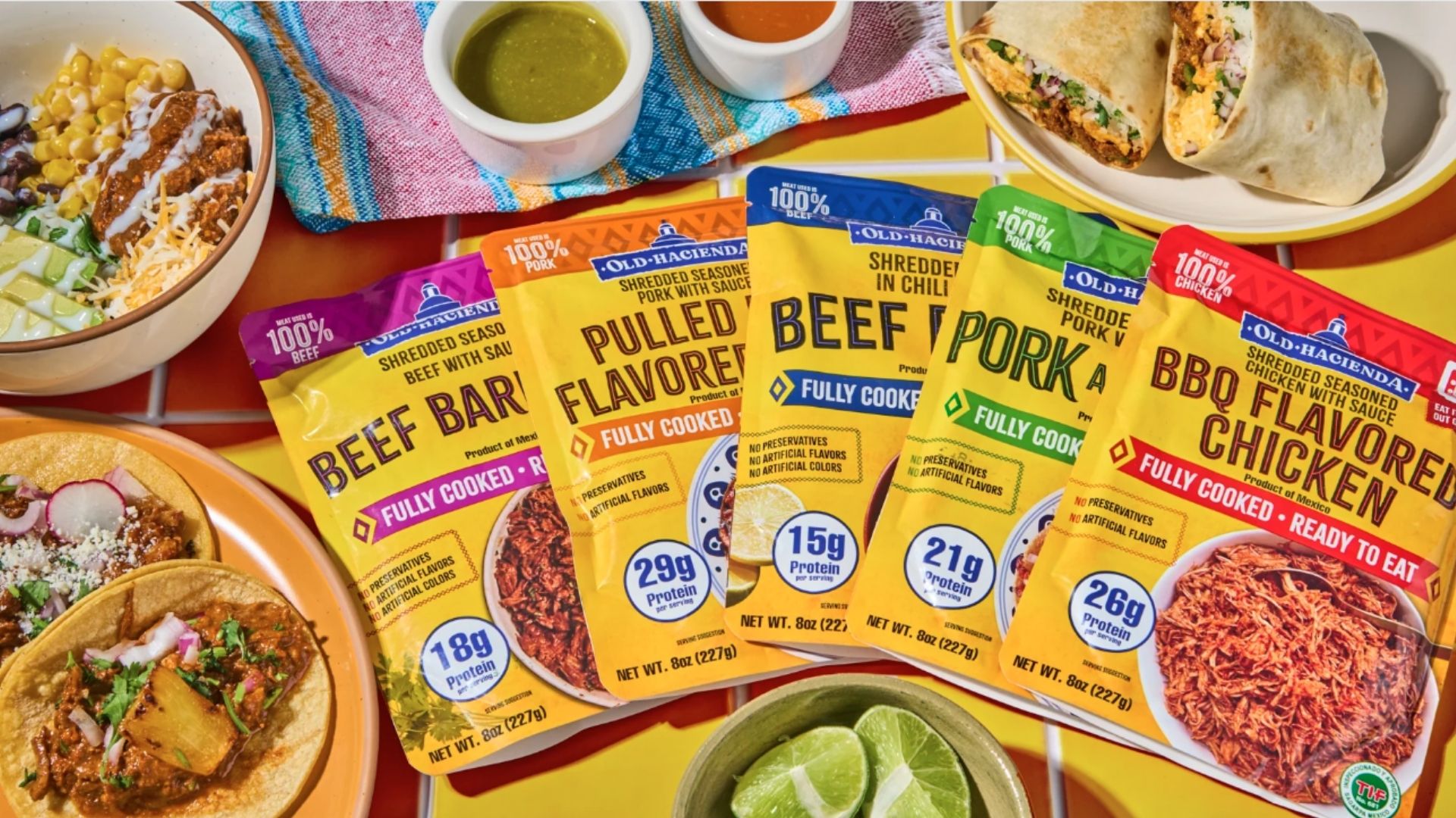 Old Hacienda premium protein meal starters with fresh ingredients