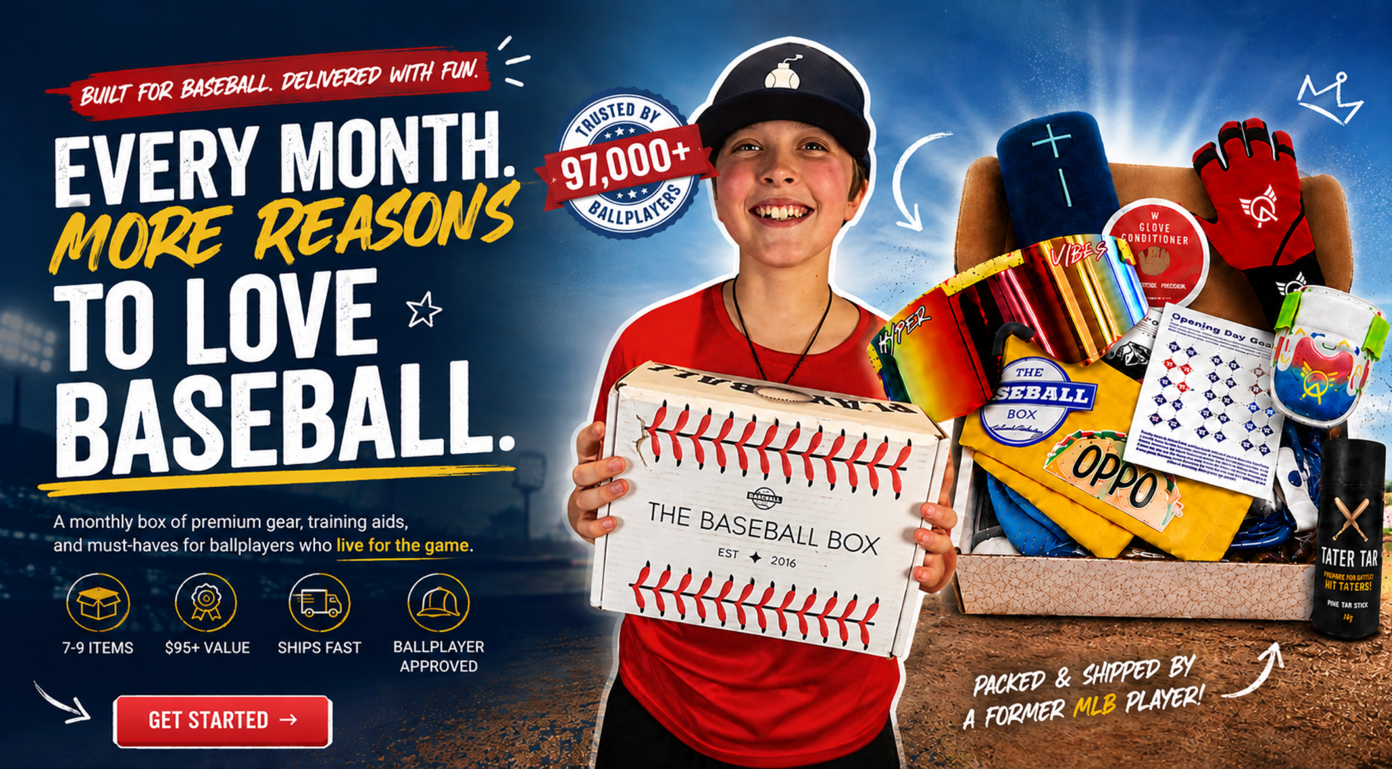 Baseball Box monthly gear subscription promotion for baseball players