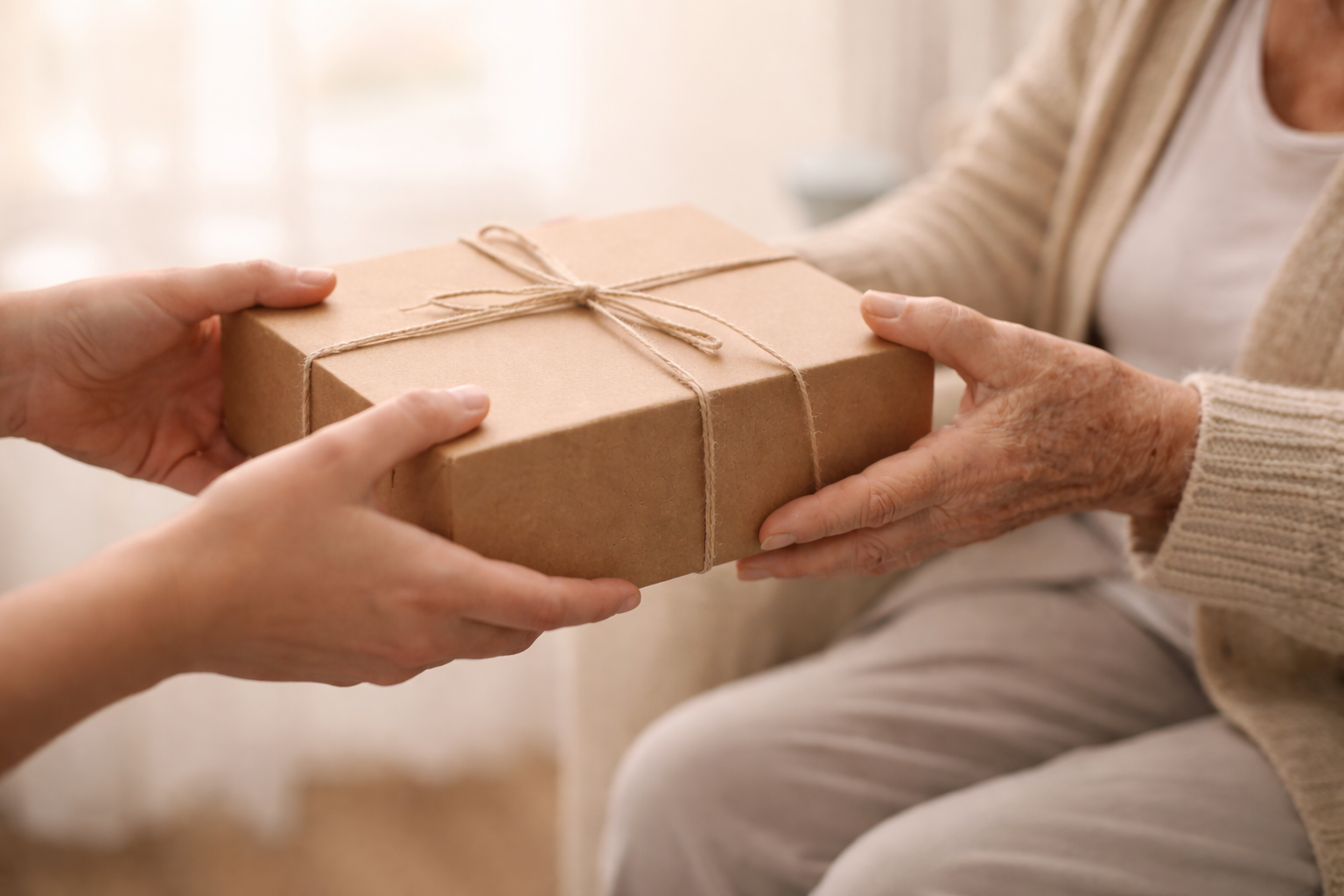 Grandparent hugging grandchild with love