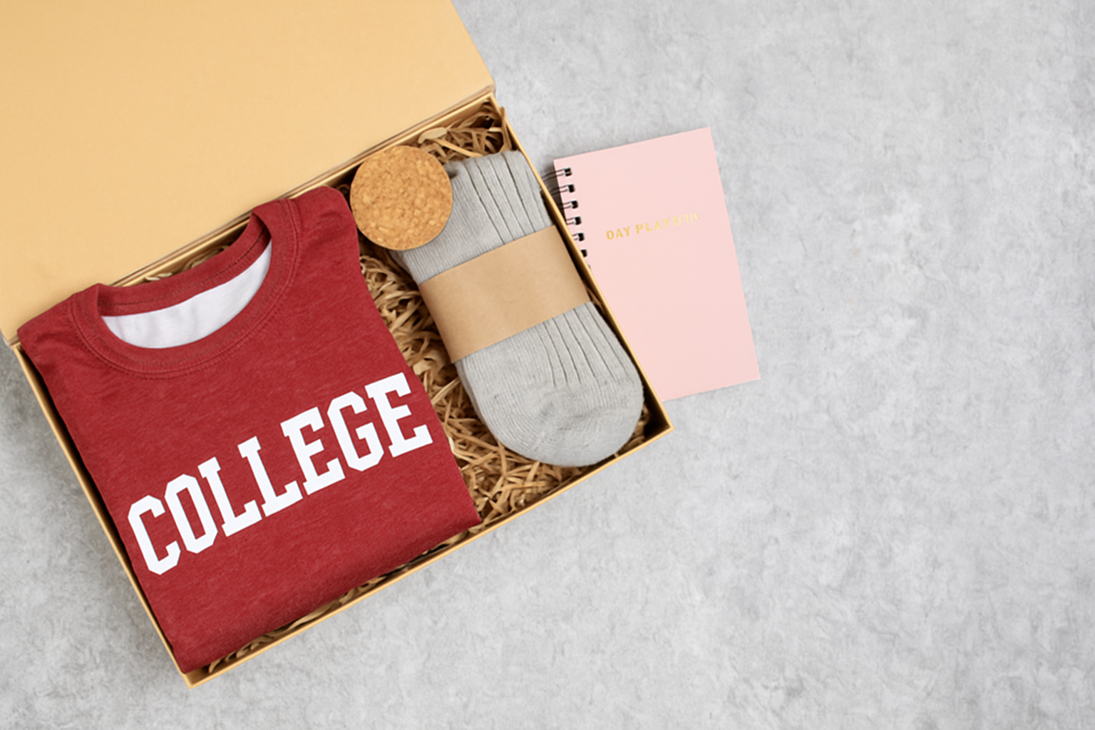 College student with care package