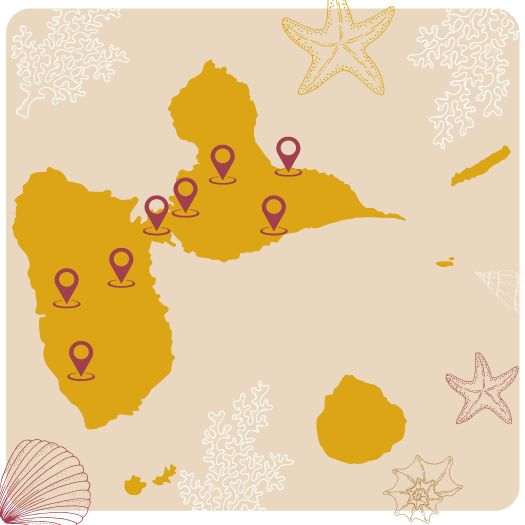 Carte des points de retrait pour les livraisons d'abonnement en Guadeloupe