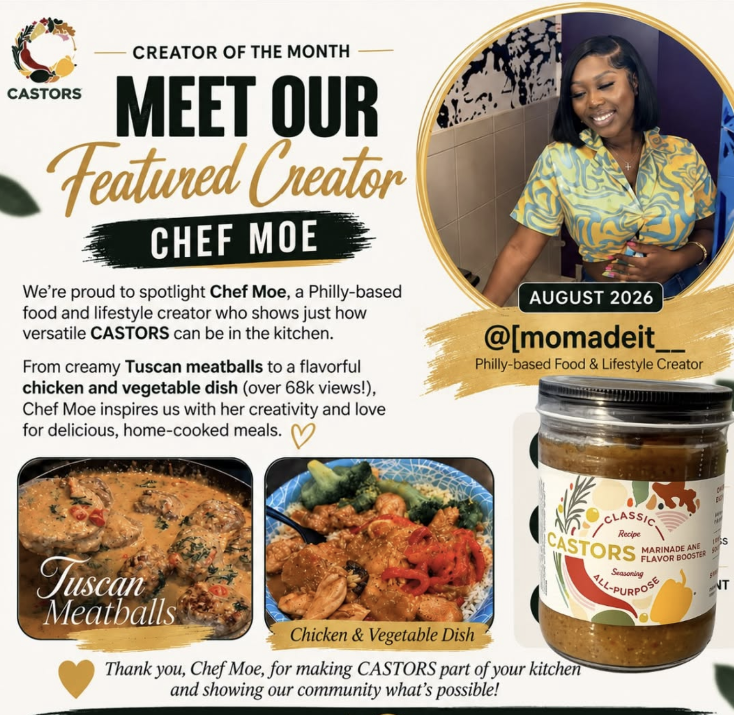 Chef Moe featured as the CASTORS Creator of the Month