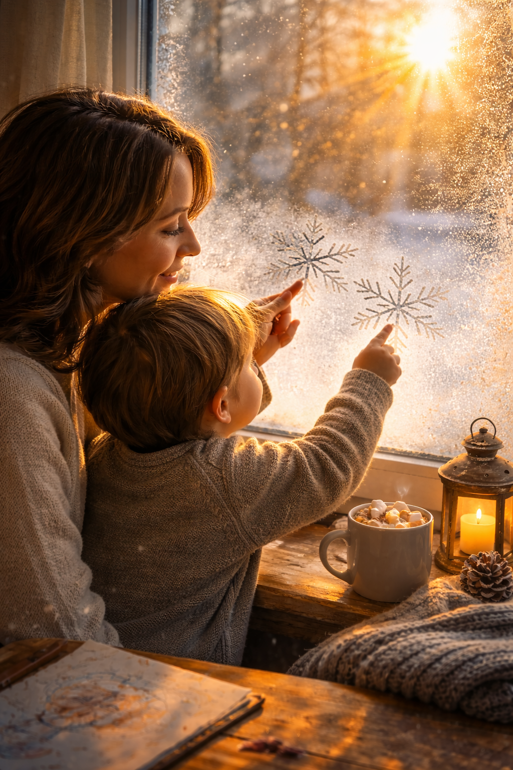 Mother and child at window