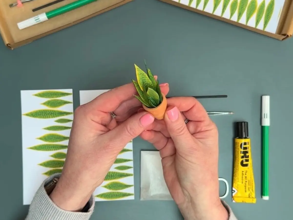Making a miniature paper Snake plant