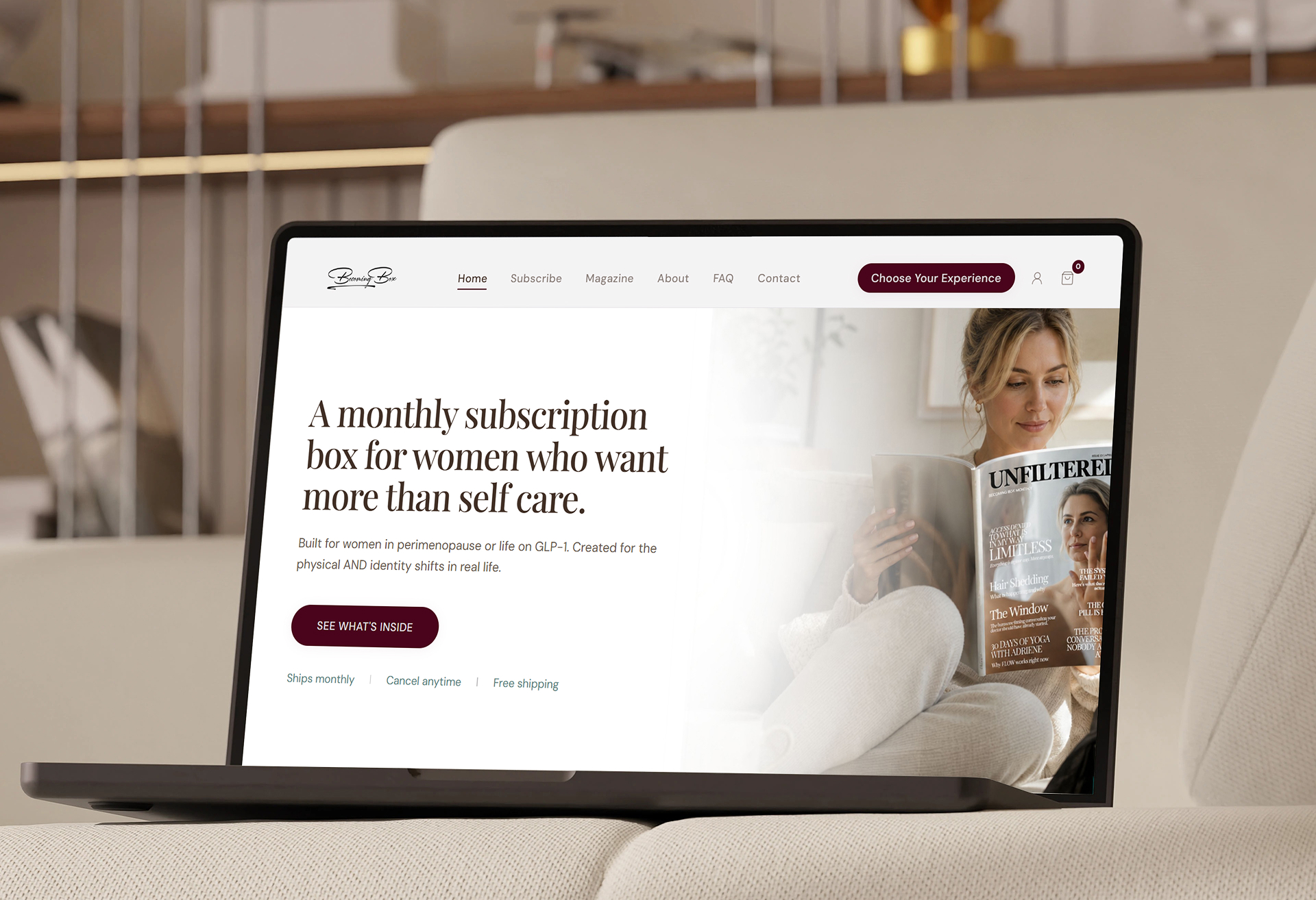 Personal development subscription box website built on Subbly for Becoming Box by Subcrafted