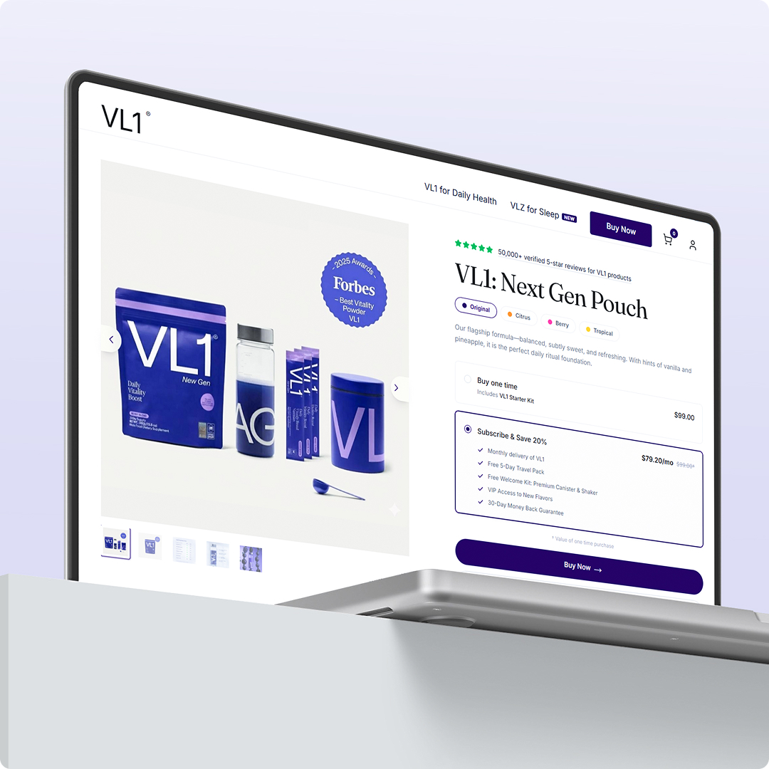 Wellness and nutrition subscription store built on Subbly for Vital Level One by Subcrafted