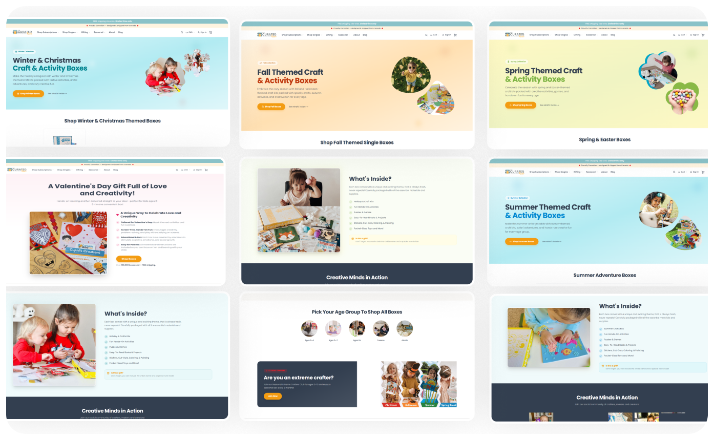 Seasonal Collection Landing Pages screenshot