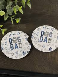 Dog Dad paw print neoprene car coaster