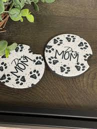 Dog Mom paw print neoprene car coaster