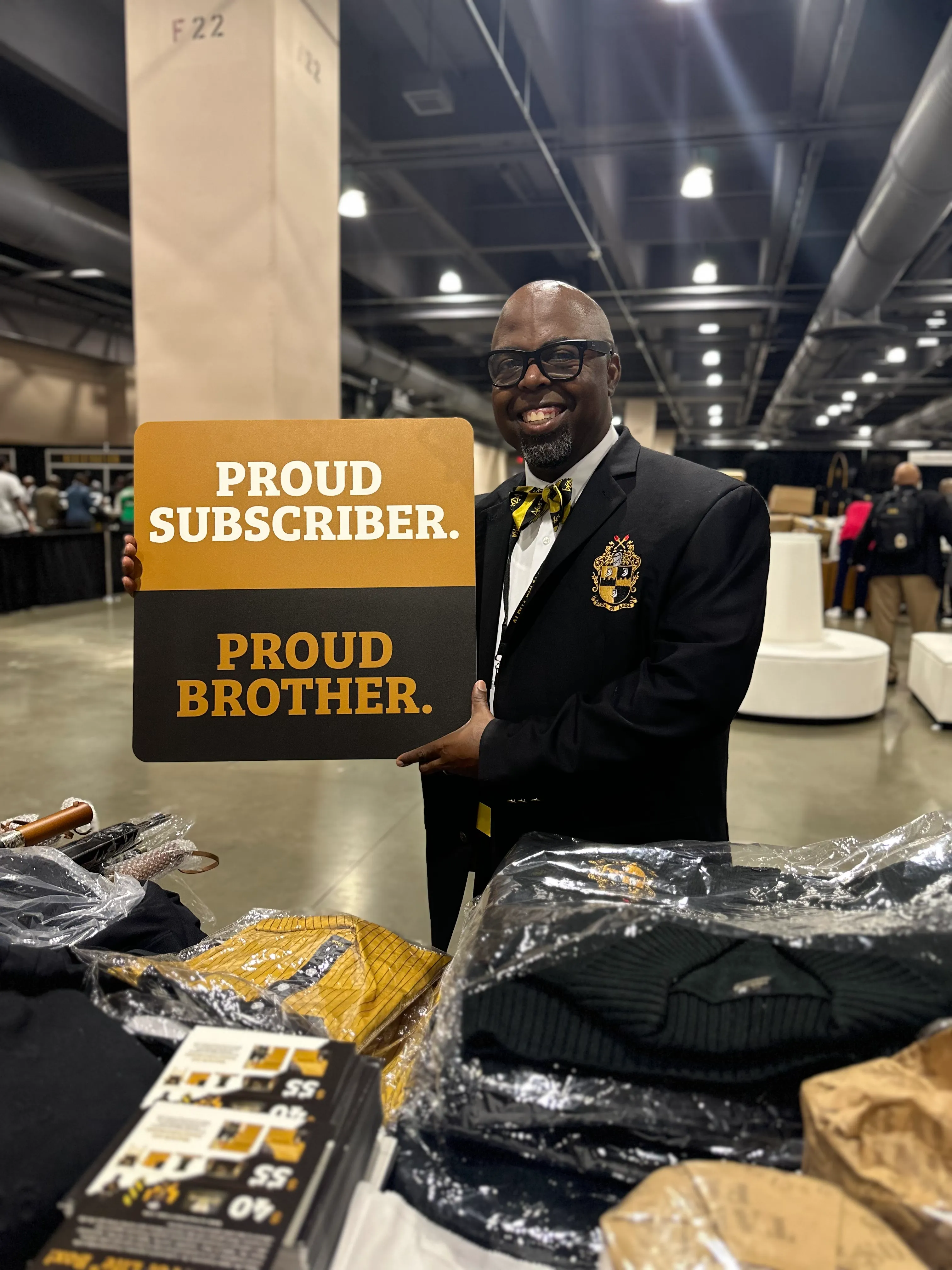 Group of Alpha Phi Alpha brothers wearing matching Alpha Traditions collection pieces