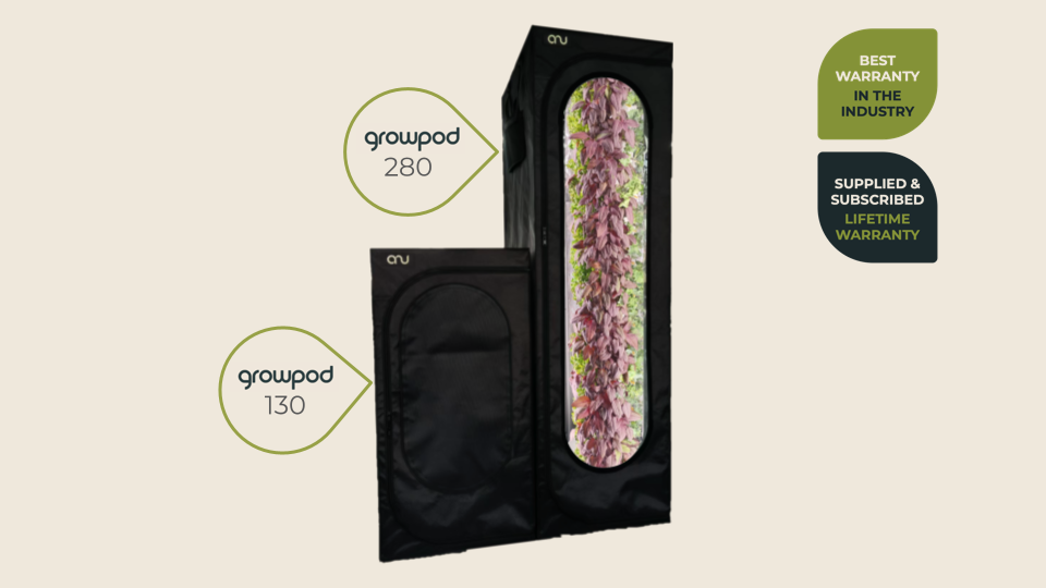 Growpod rotary aeroponics tower with thriving plants