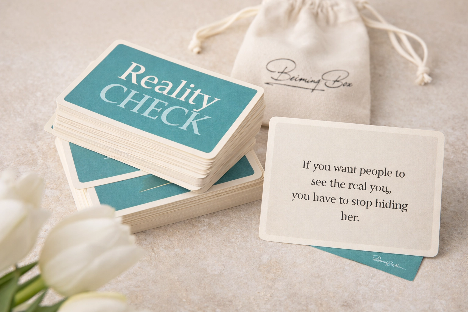 Reality check cards — Becoming Box guided clarity tools