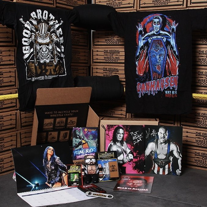 Wrestle Crate monthly box contents — autographs, t-shirts, collectibles and more