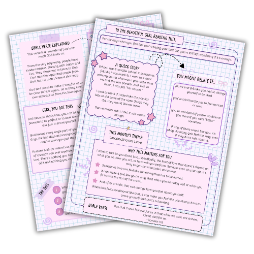 Short section style journaling with prompts and reflection boxes