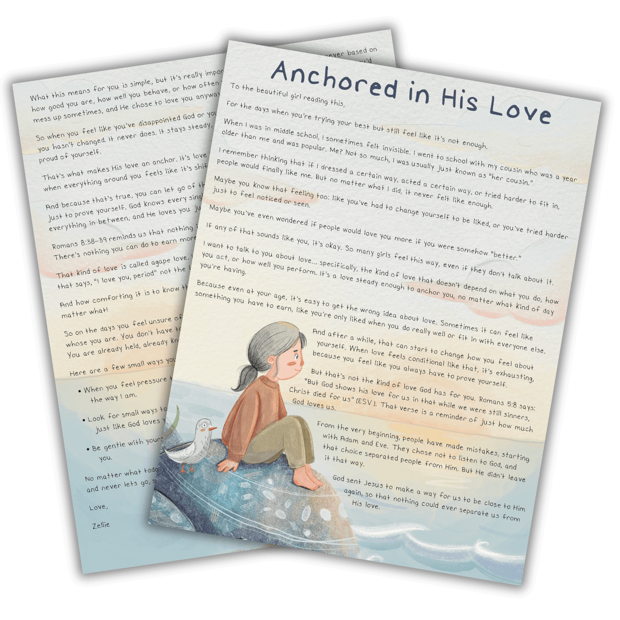 Sample letter preview showing faith-inspired encouragement for girls