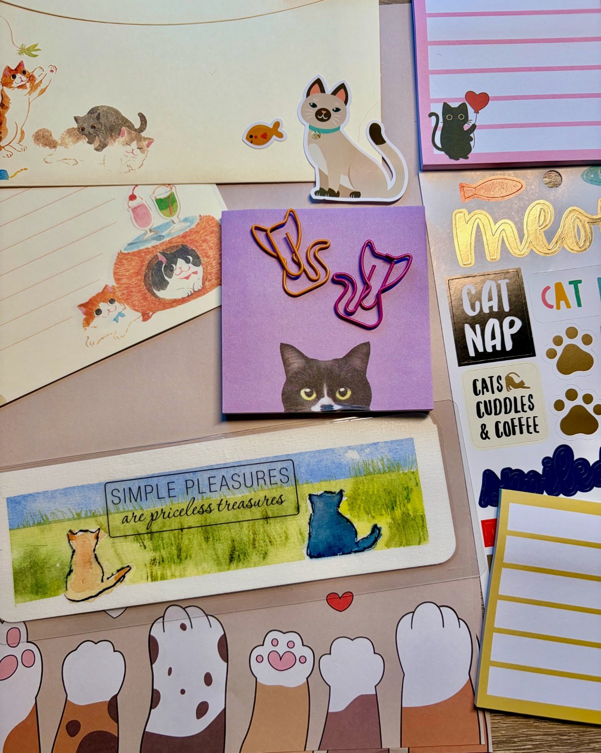 A playful cat-themed happy mail piece