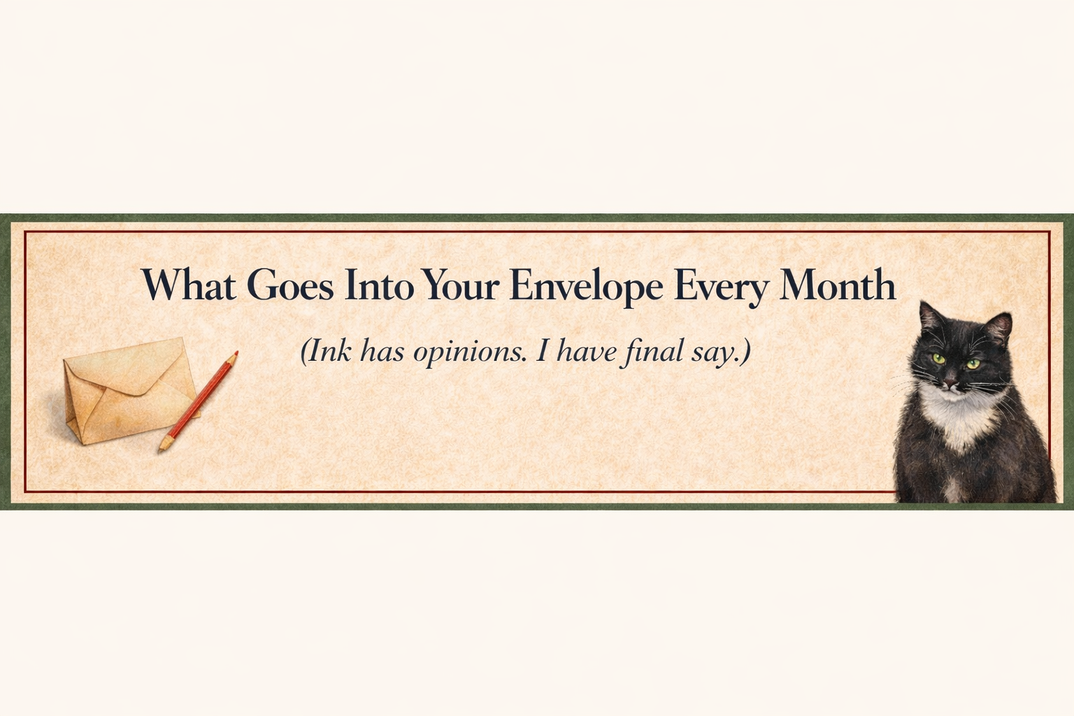 What goes into your envelope every month — Ink has opinions. I have final say.