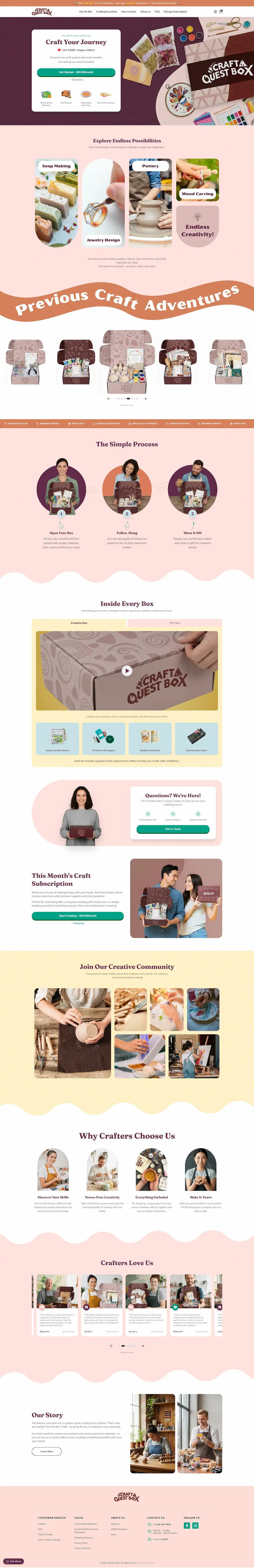 Craft Quest - subscription website design showcase preview