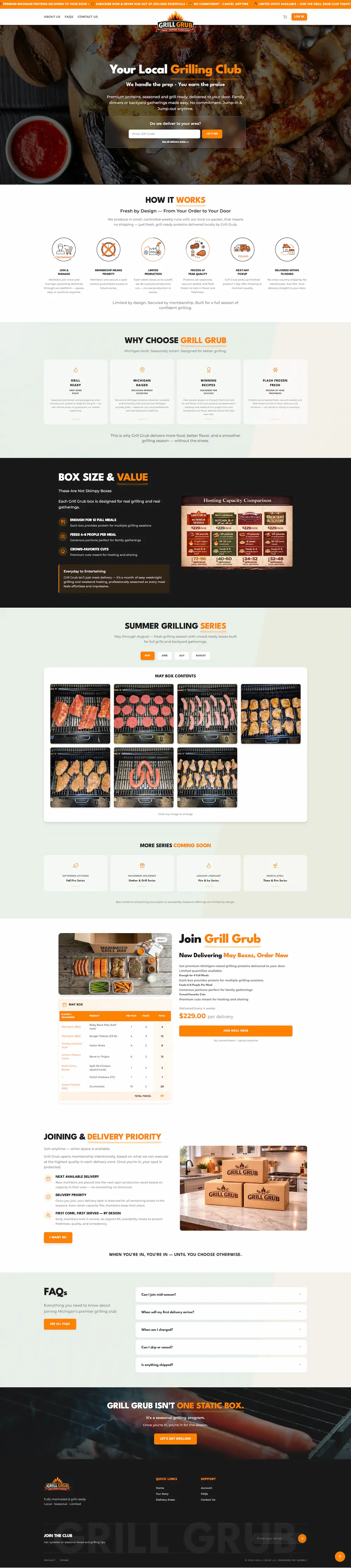 Grill Grub - subscription website design showcase preview