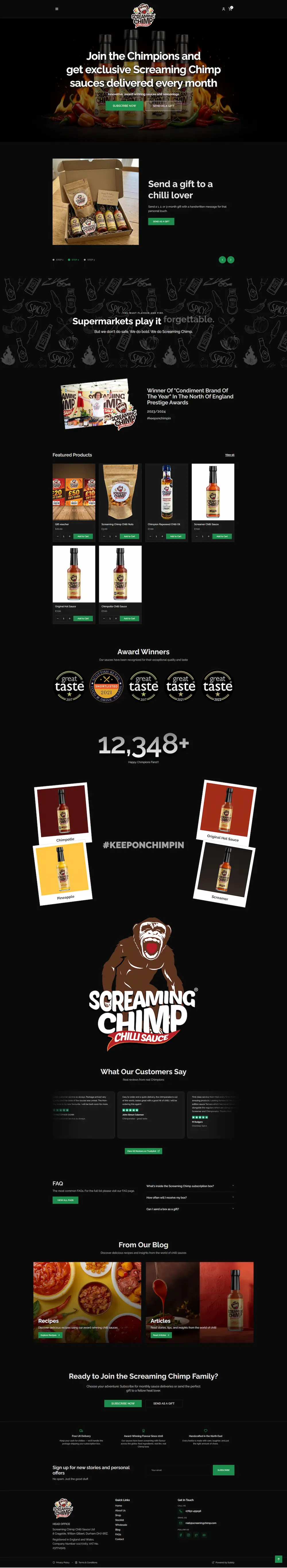 Screaming Chimp - subscription website design showcase preview