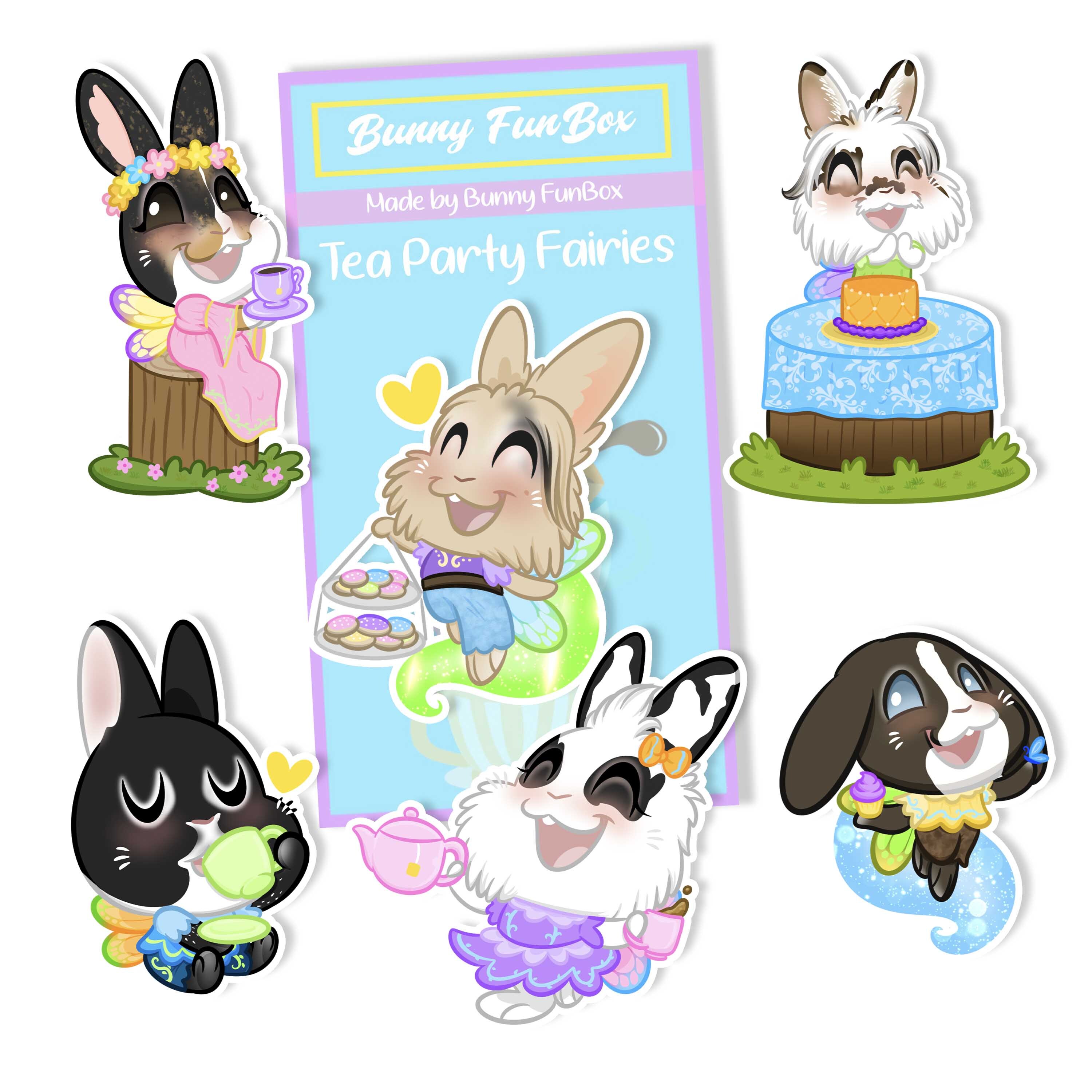 Bunny FunBox sticker sheet preview showing adorable bunny-themed stickers