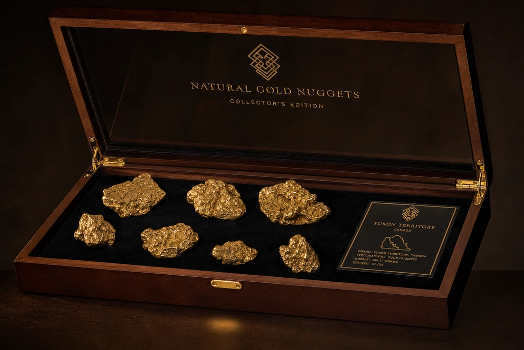 Collector's Edition box with 3–5g of rare gold specimens and luxury display case