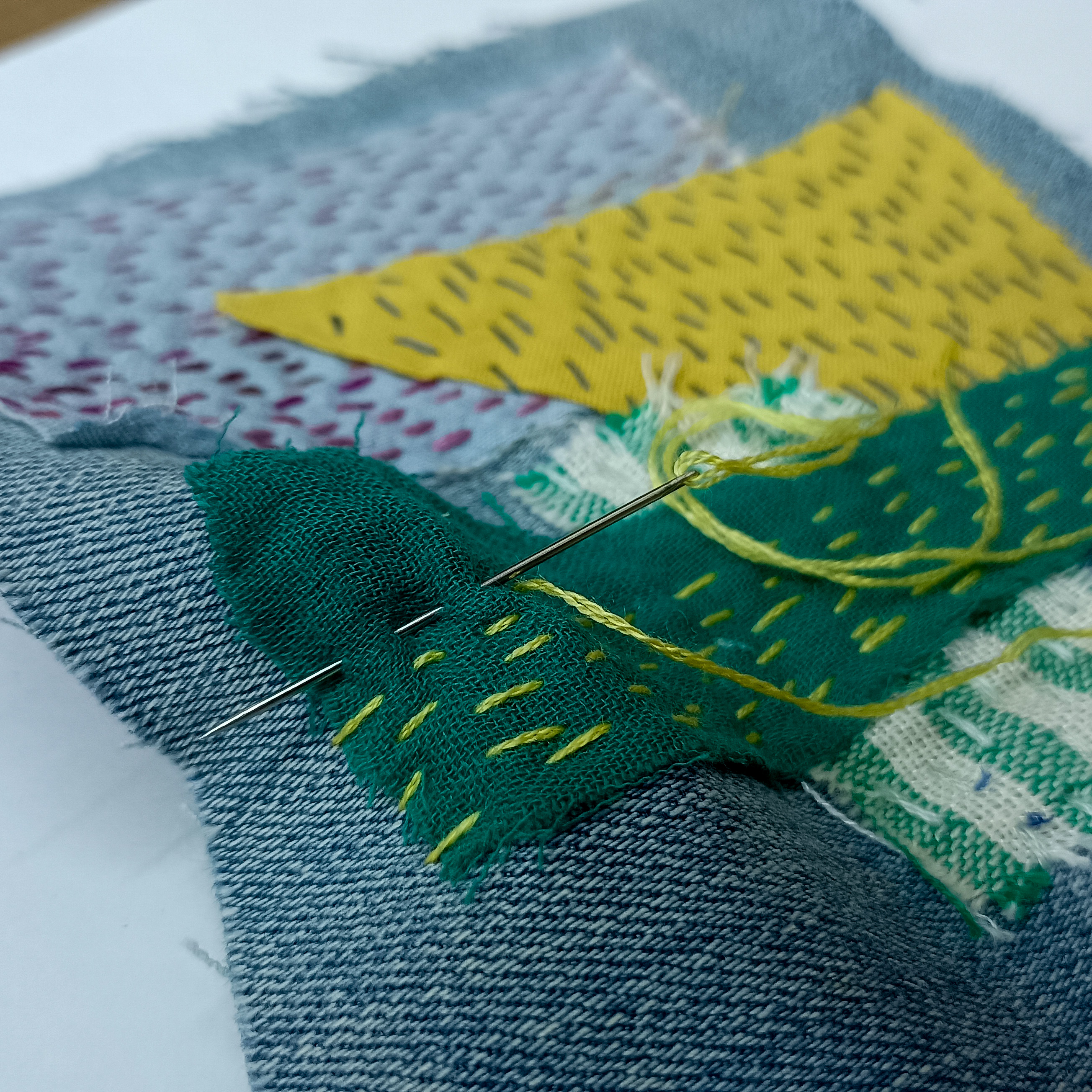 A finished hand-embroidered textile piece