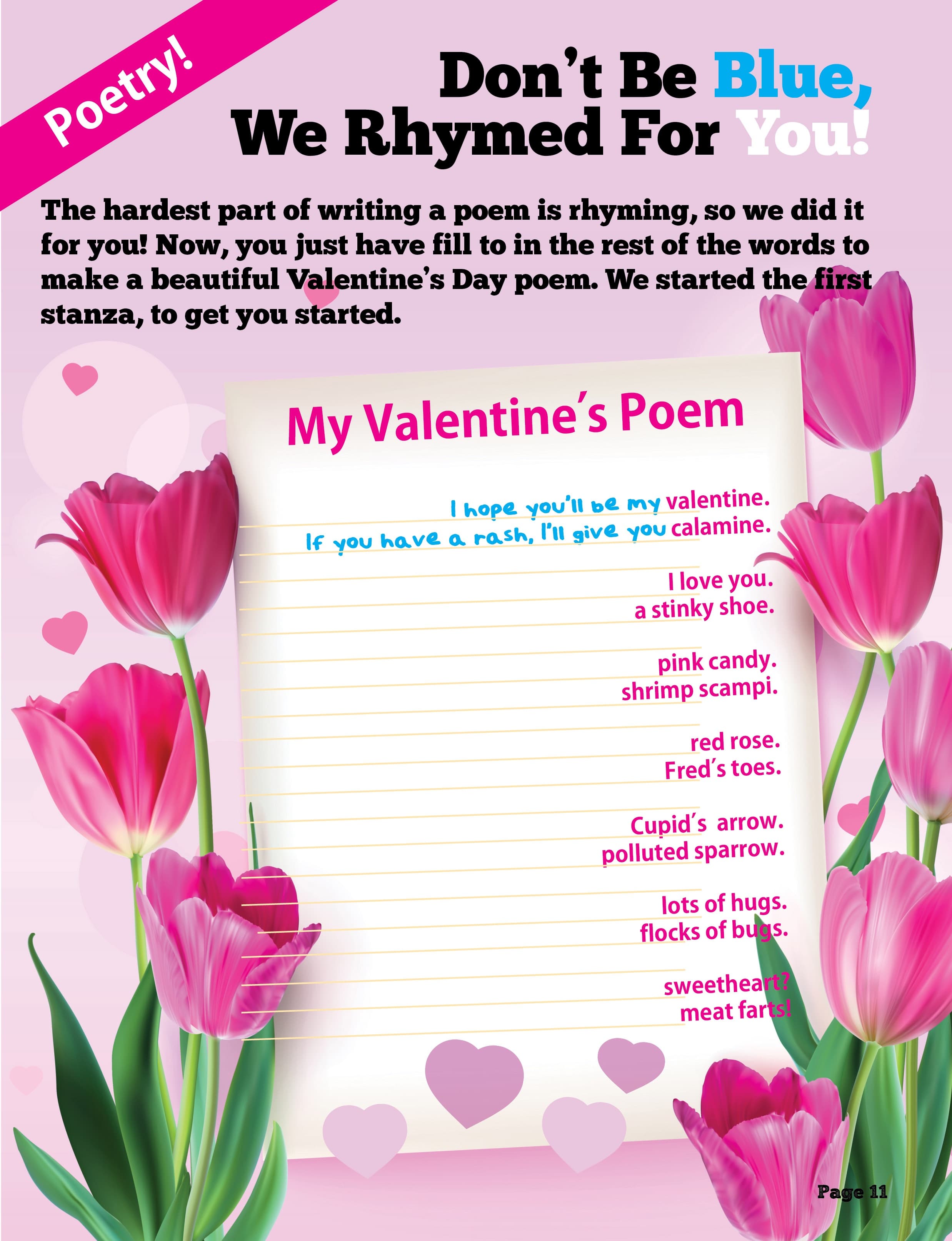Valentine poem writing challenge