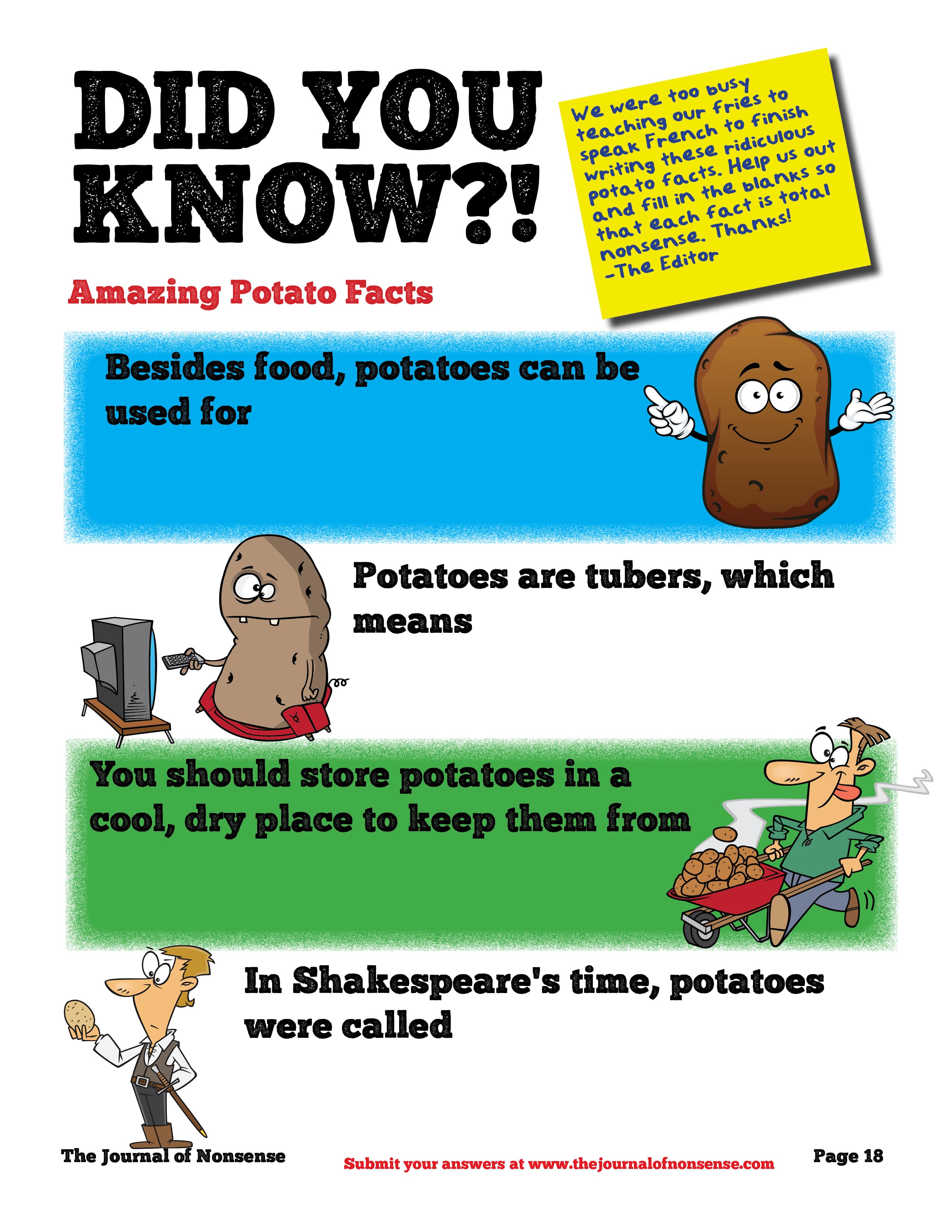 Did you know potatoes writing challenge