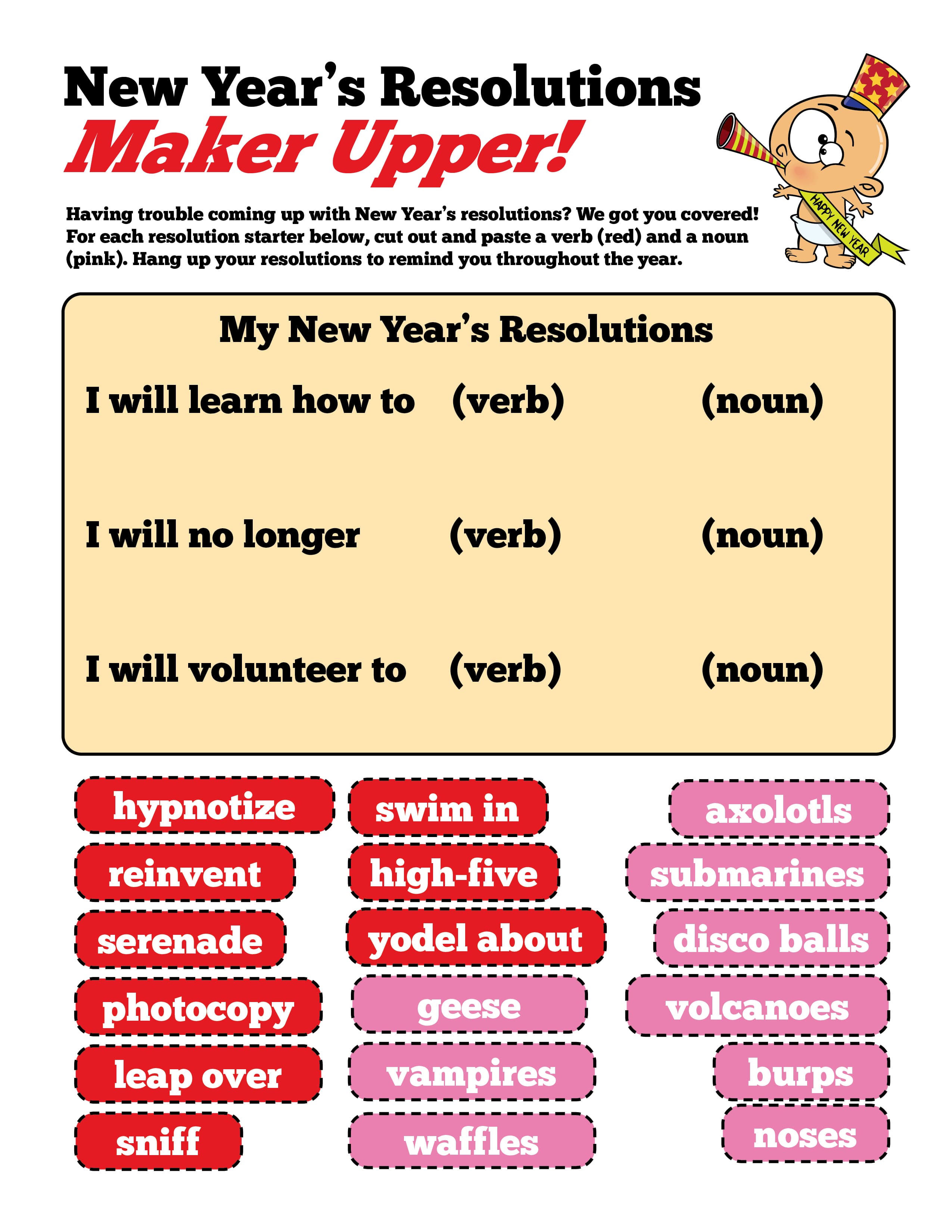 New Years resolutions writing challenge