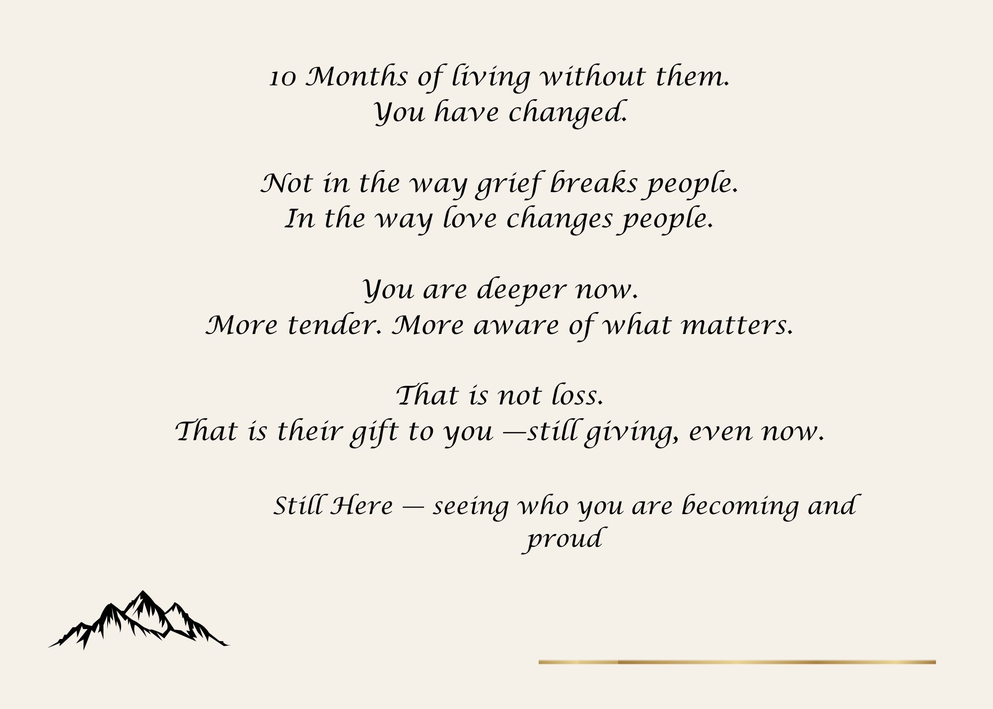 Back of the Month sympathy card with verse and message