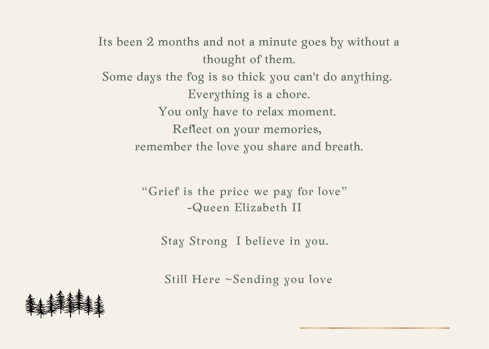 Back of the Month sympathy card with verse and message