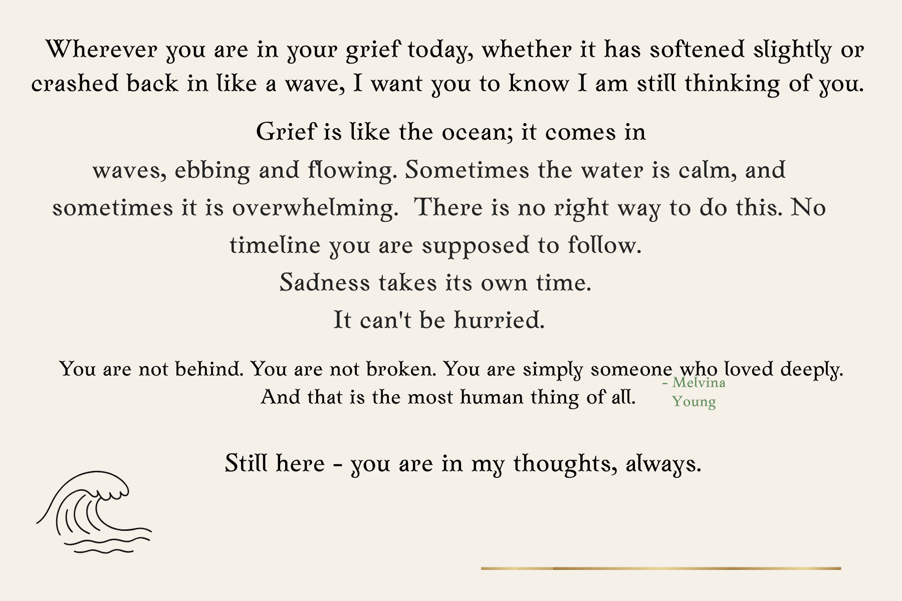 Back of the Month sympathy card with verse and message