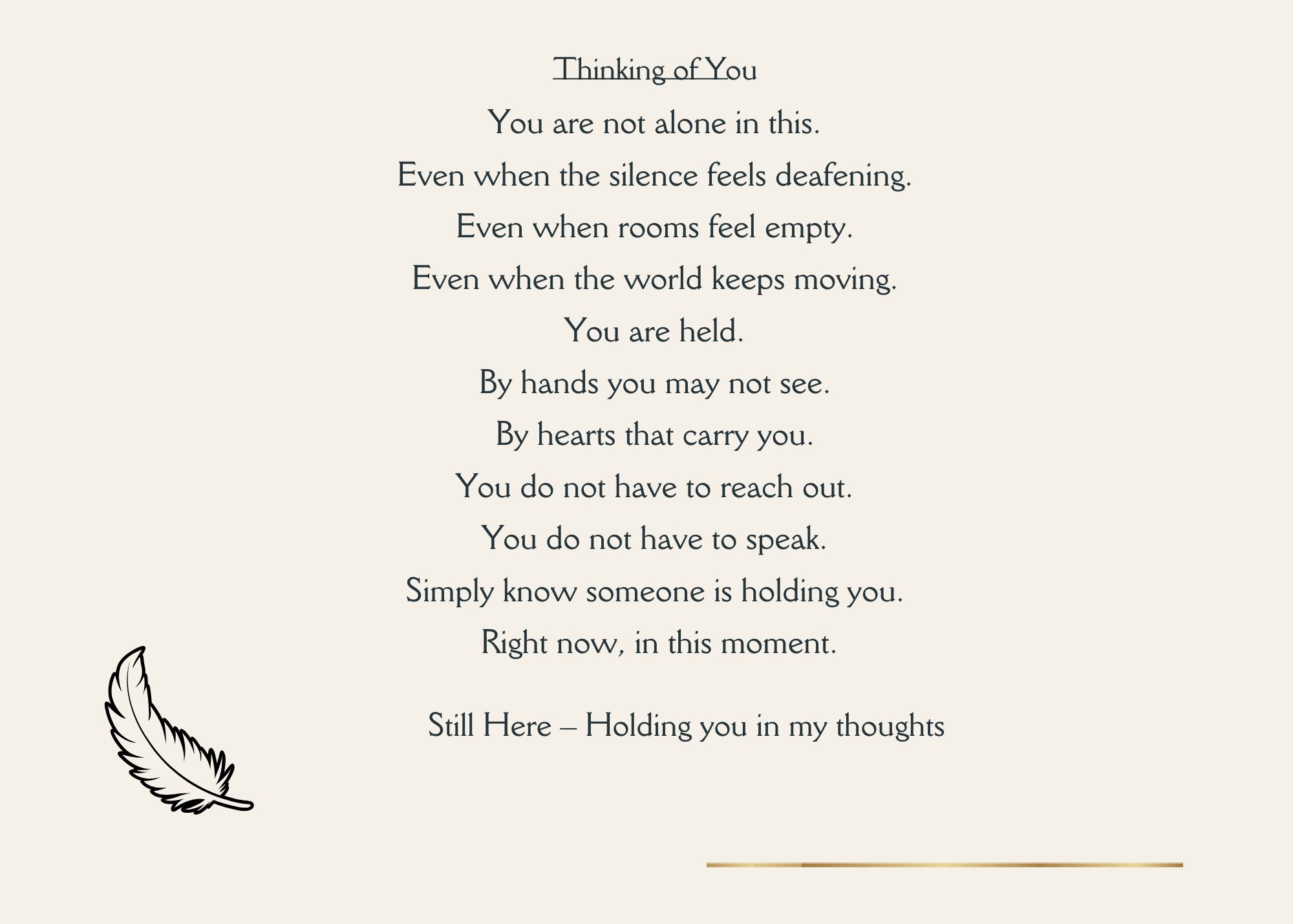 Back of the Month sympathy card with verse and message