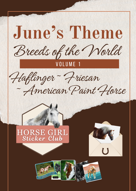 A flat lay of horse-themed stickers in peach and terracotta tones