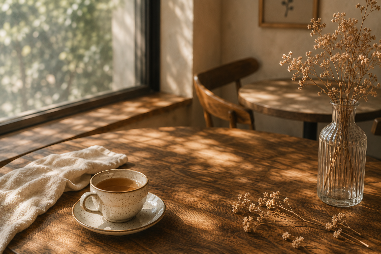 Reader at a window with an open book in warm afternoon light