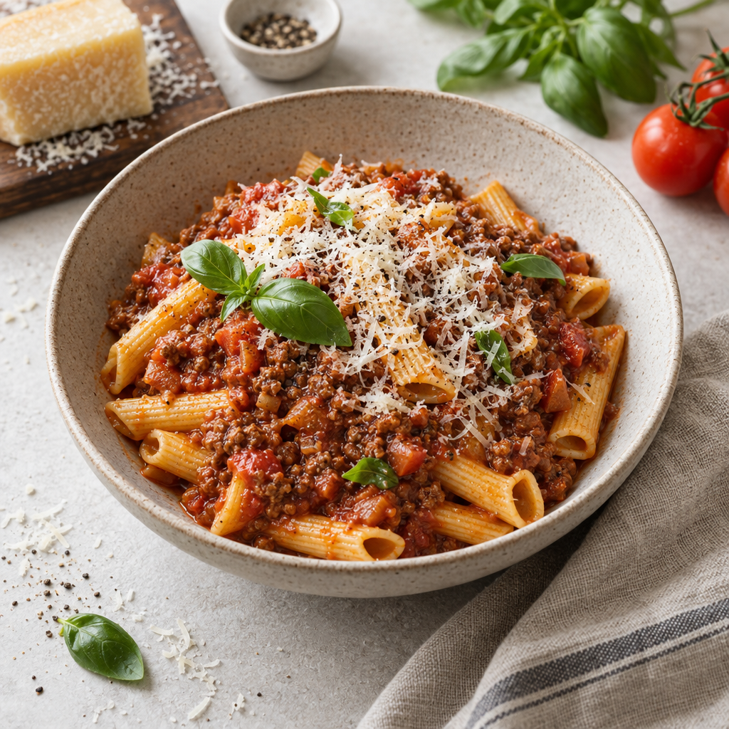 Pasta Bolognese med riven ost (L)(FI)