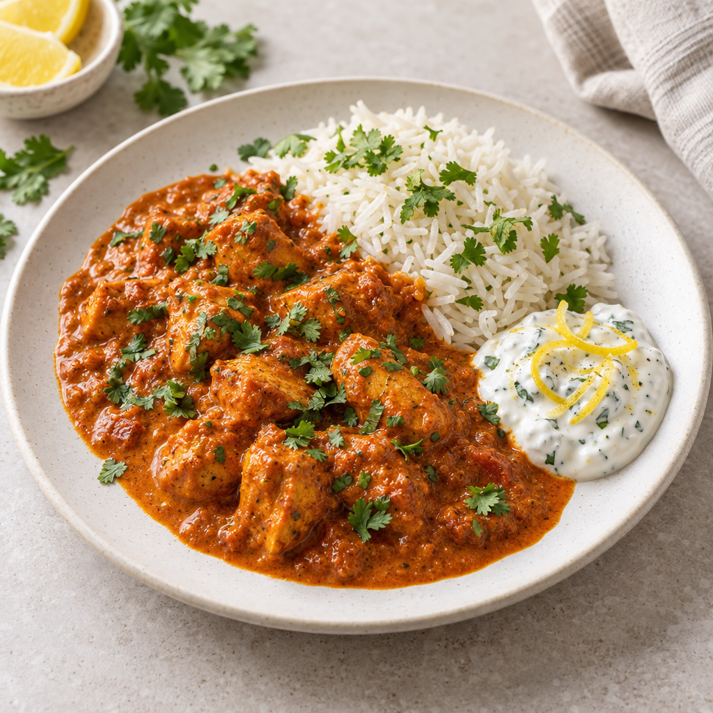 Kyckling Tikka Masala med citronyoghurt och jasminris (G,L)(EU)
