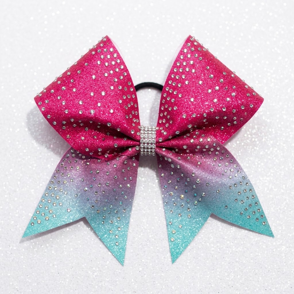 Pink glitter signature cheer bow